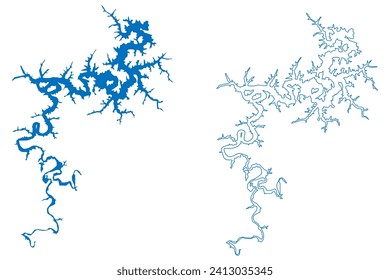 Beaver Lake (United States of America, Arkansas) map vector illustration, scribble sketch Reservoir Beaver Dam map