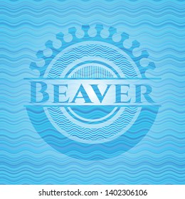 Beaver light blue water badge background. Vector Illustration. Detailed.
