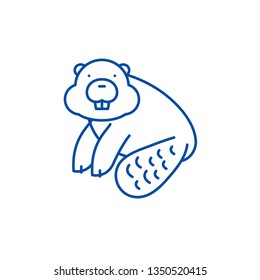 Beaver line icon concept. Beaver flat  vector symbol, sign, outline illustration.