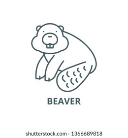 Beaver line icon, vector. Beaver outline sign, concept symbol, flat illustration