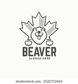 Beaver logo canadian mascot cool leaf