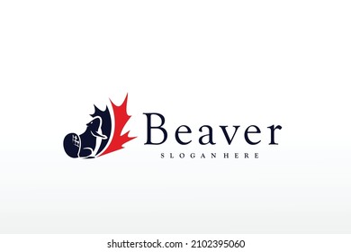 beaver logo design idea, illustration canadian icon logo design concept