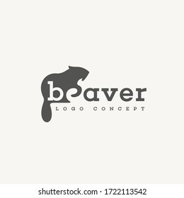 Beaver logo design template with stylized letter e. Vector illustration.
