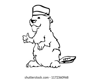 Beaver logo hand drawn vector black and white illustration