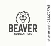 Beaver logo head mascot design template