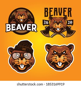 Beaver logo icon. Beaver mascot vector. Beaver head illustration