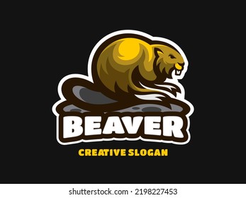 Beaver Logo Illustration With Cartoon Mascot Stylized