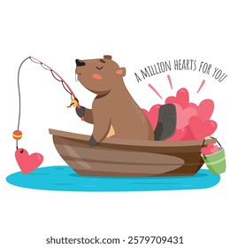 beaver in love, lovers, cute beaver, beaver sticker, love sticker, i love you, romance, love illustration