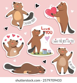 beaver in love, lovers, cute beaver, beaver sticker, love sticker, i love you, romance, love illustration