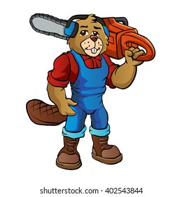 Beaver Lumberjack Cartoon Character