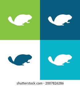 Beaver Mammal Animal Shape Flat four color minimal icon set