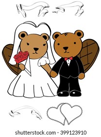 beaver married cartoon set in vector format very easy to edit