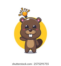 beaver mascot cartoon character vector illustration get an idea.
design element for poster, brochure, web, mascot, sticker, logo and icon.