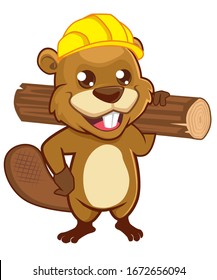 Beaver mascot cartoon with helmet in vector