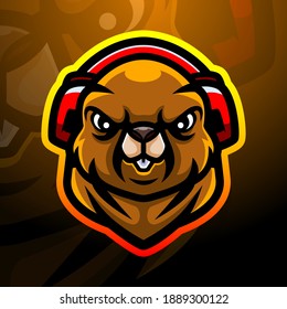 Beaver mascot esport logo design
