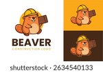 Beaver Mascot Logo , Beaver Construction Logo, Beaver Character, Construction Logo, Animal Logo, Cartoon , Cartoon Animal for Builder, Contractor, or Woodwork Brand