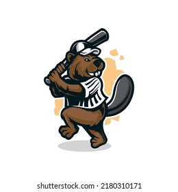 Beaver mascot logo design vector with modern illustration concept style for badge, emblem and t shirt printing. Beaver baseball illustration for sport and esport team.