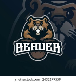 Beaver mascot logo design vector with modern illustration concept style for badge, emblem and t shirt printing. Cute beaver illustration.