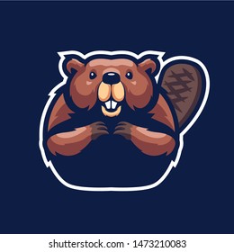 Beaver Mascot Logo for sport and esport isolated on dark Blue background