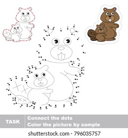 Beaver Mom. Dot to dot educational game for kids.