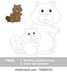 Beaver mother. Dot to dot educational game for kids.