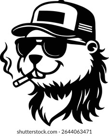 Beaver mullet trucker hat - Dog with sunglasses and smoking isolated on transparent background
