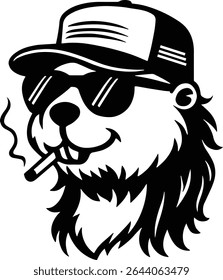 Beaver mullet trucker hat - Dog with sunglasses and smoking isolated on transparent background