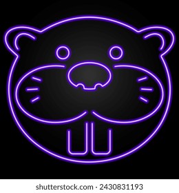 beaver neon sign, modern glowing banner design, colorful modern design trend on black background. Vector illustration.