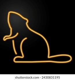beaver neon sign, modern glowing banner design, colorful modern design trend on black background. Vector illustration.