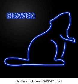 beaver neon sign, modern glowing banner design, colorful modern design trend on black background. Vector illustration.