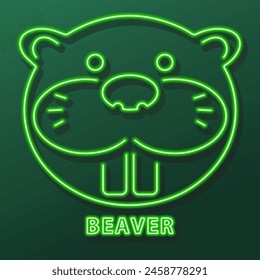 beaver neon sign, modern glowing banner design, colorful modern design trend on black background. Vector illustration.