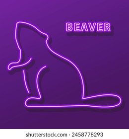 beaver neon sign, modern glowing banner design, colorful modern design trend on black background. Vector illustration.