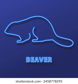 beaver neon sign, modern glowing banner design, colorful modern design trend on black background. Vector illustration.