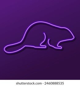 beaver neon sign, modern glowing banner design, colorful modern design trend. Vector illustration.