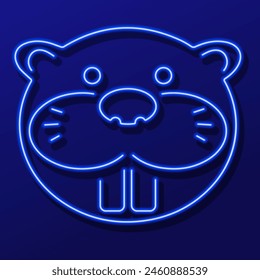 beaver neon sign, modern glowing banner design, colorful modern design trend. Vector illustration.