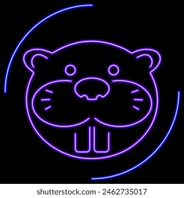 beaver neon sign, modern glowing banner design, colorful modern design trend on black background. Vector illustration.