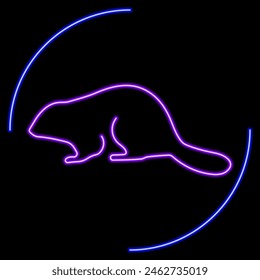 beaver neon sign, modern glowing banner design, colorful modern design trend on black background. Vector illustration.