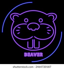 beaver neon sign, modern glowing banner design, colorful modern design trend on black background. Vector illustration.