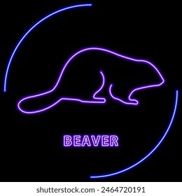 beaver neon sign, modern glowing banner design, colorful modern design trend on black background. Vector illustration.