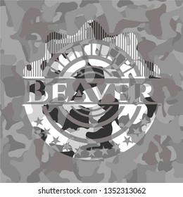 Beaver on grey camo pattern