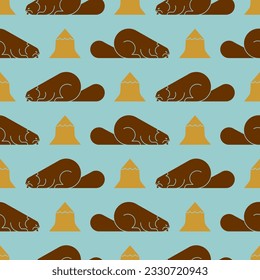 Beaver pattern seamless. Animal background. Baby fabric texture