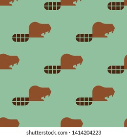 Beaver pattern seamless. Wild animal background ornament