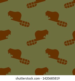 Beaver pattern seamless. Wild animal background ornament