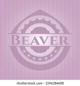 Beaver pink emblem. Retro. Vector Illustration. Detailed.