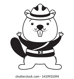 beaver police uniform character happy canada day vector illustration