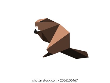 Beaver polygonal vector illustration, flat design