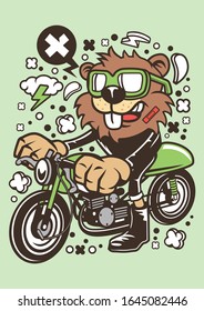 Beaver Racer Funny Vector Design