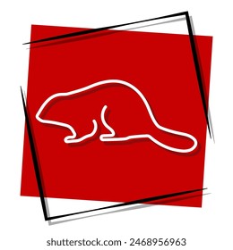 beaver red banner. Vector illustration.