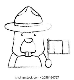 beaver rodent with hat and canadian flag