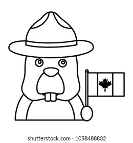 beaver rodent with hat and canadian flag